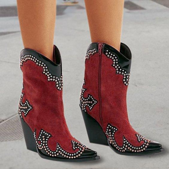 Spring/fall Color Block Casual Block Heel Boots