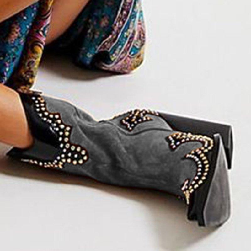 Spring/fall Color Block Casual Block Heel Boots