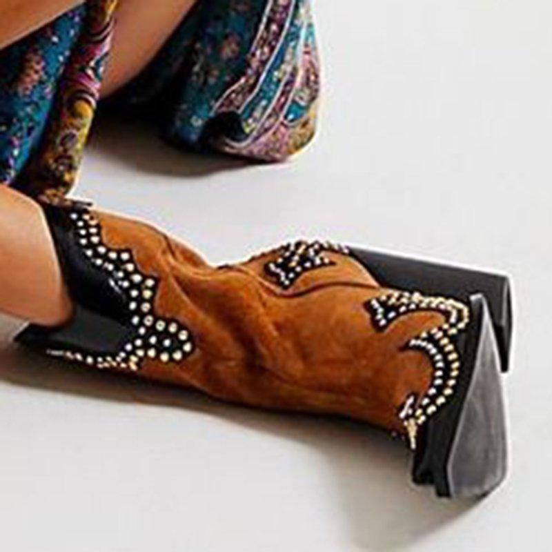 Spring/fall Color Block Casual Block Heel Boots