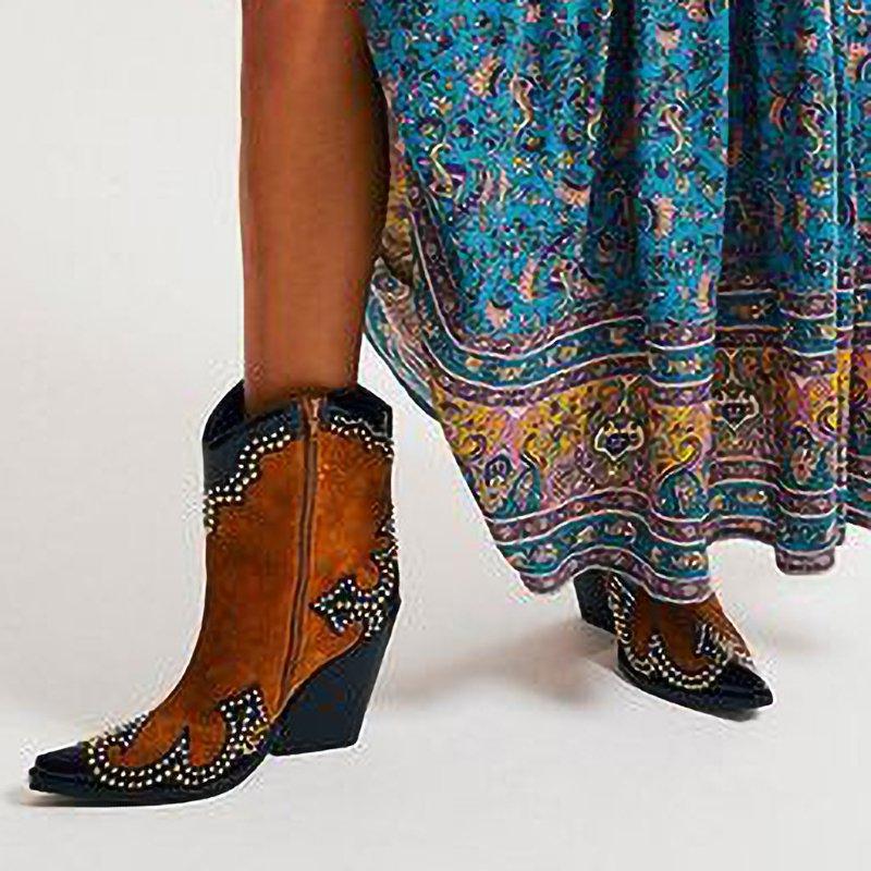 Spring/fall Color Block Casual Block Heel Boots