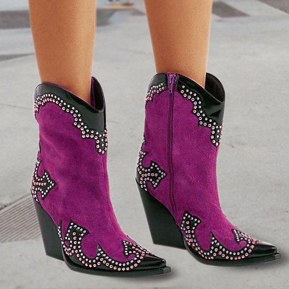 Spring/fall Color Block Casual Block Heel Boots