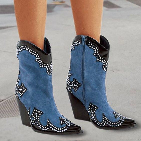 Spring/fall Color Block Casual Block Heel Boots