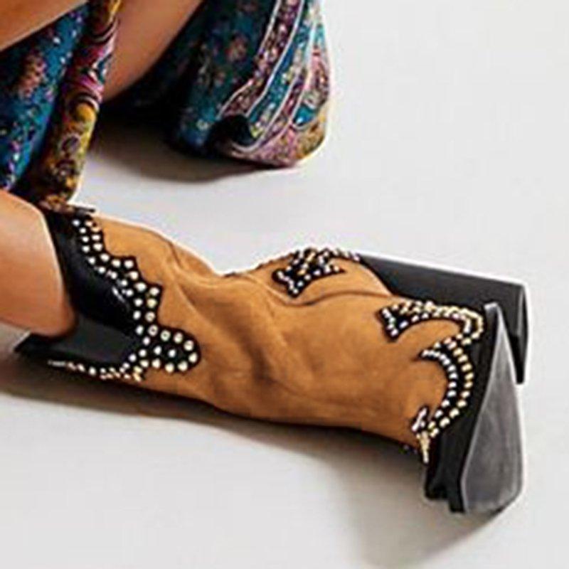 Spring/fall Color Block Casual Block Heel Boots