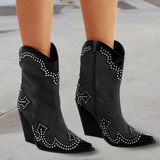 Spring/fall Color Block Casual Block Heel Boots