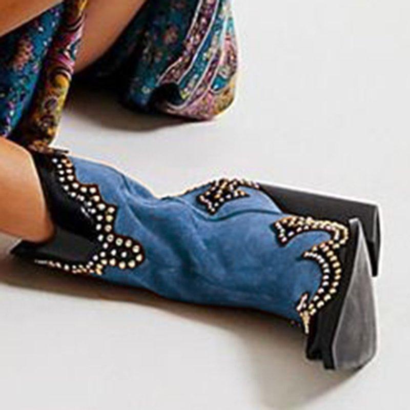 Spring/fall Color Block Casual Block Heel Boots