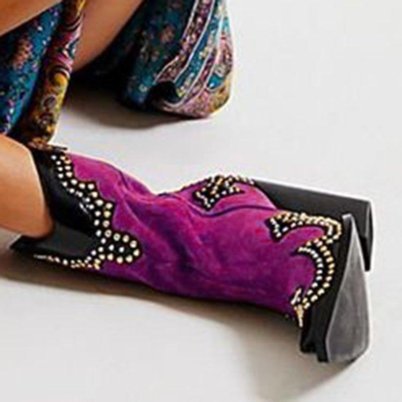 Spring/fall Color Block Casual Block Heel Boots