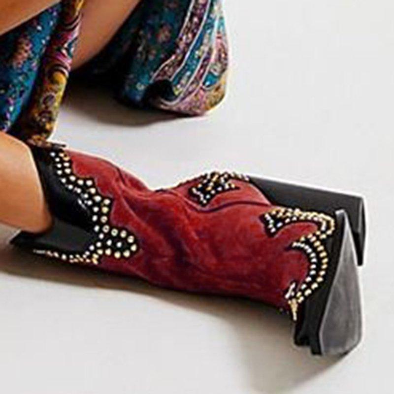 Spring/fall Color Block Casual Block Heel Boots