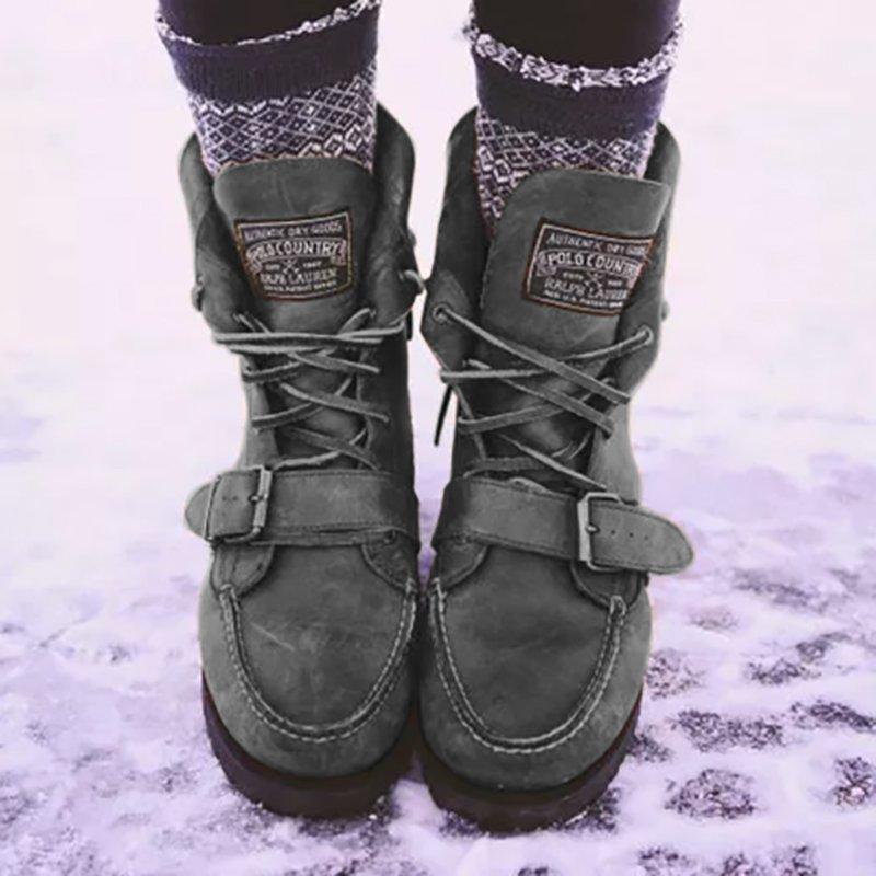 Winter Flat Heel Lace-Up Women's Shoes