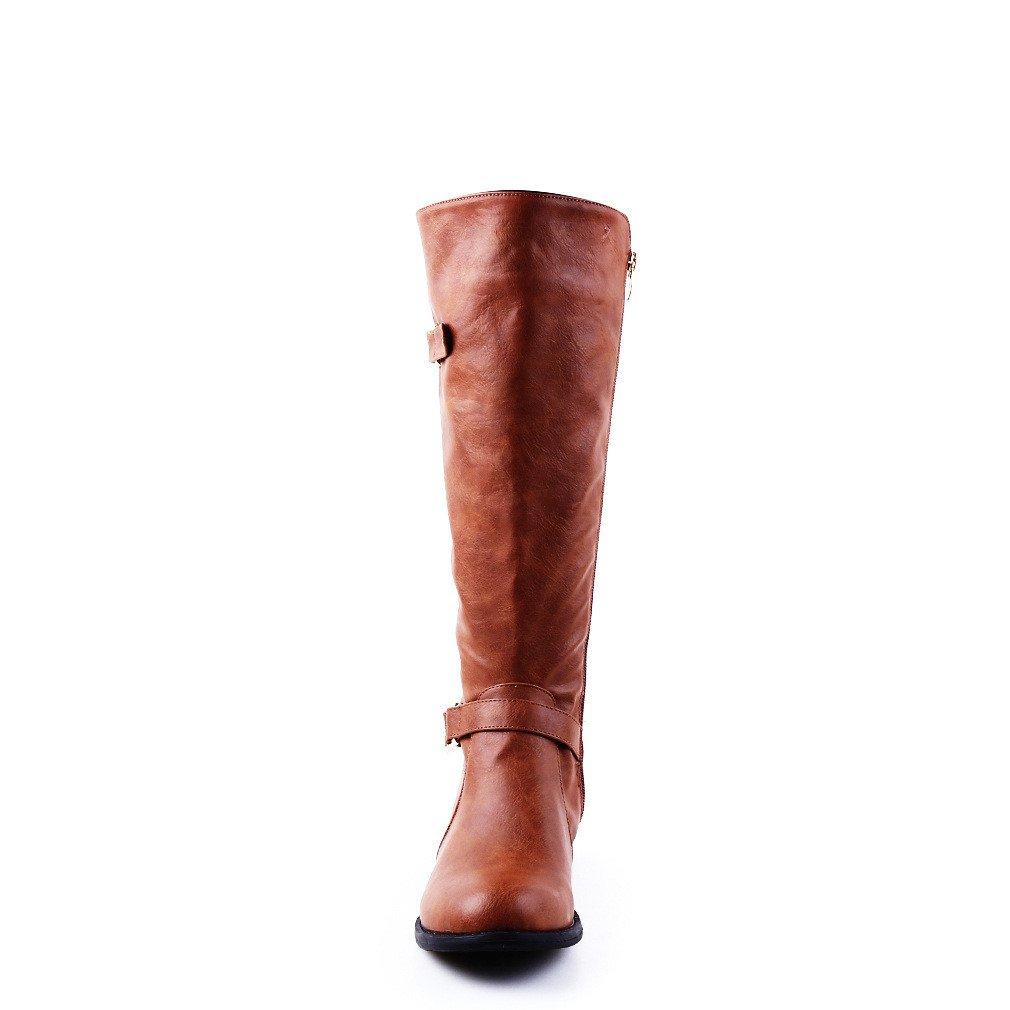 Retro Low Heel PU Zipper Boots Women Warm Boots