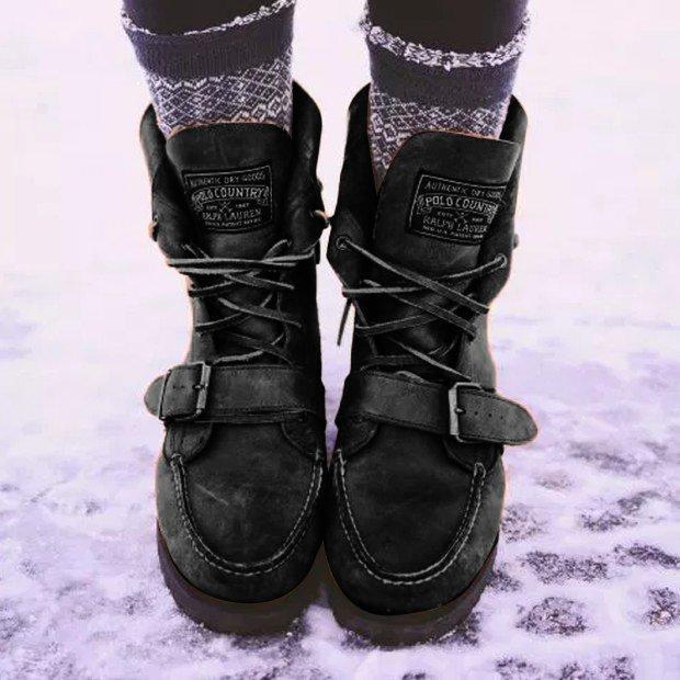 Winter Flat Heel Lace-Up Women's Shoes