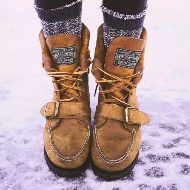 Winter Flat Heel Lace-Up Women's Shoes